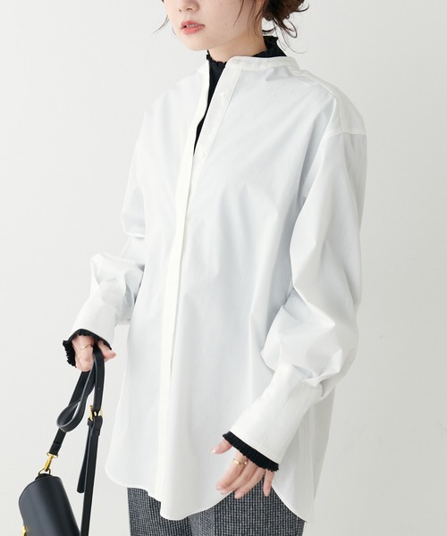 PUAL CE CIN(ピュアルセシン)の「【Du noir】バンド/ノーカラーブラウス(シャツ/ブラウス・レディース・ホワイト/ホワイト系・FREE)」の18枚目の写真