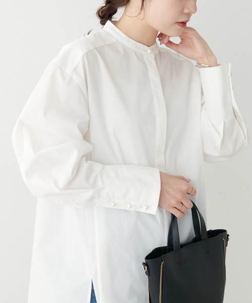 PUAL CE CIN(ピュアルセシン)の「【Du noir】バンド/ノーカラーブラウス(シャツ/ブラウス・レディース・ホワイト/ホワイト系・FREE)」の6枚目の写真