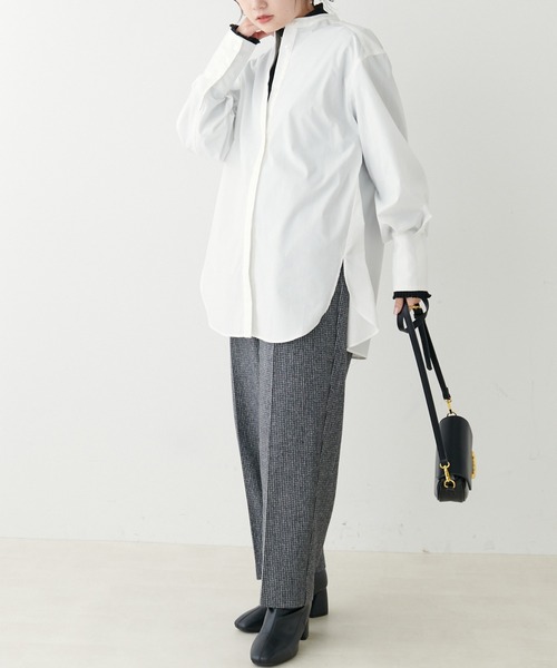 PUAL CE CIN(ピュアルセシン)の「【Du noir】バンド/ノーカラーブラウス(シャツ/ブラウス・レディース・ホワイト/ホワイト系・FREE)」の4枚目の写真