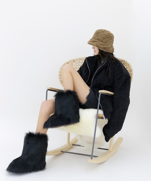 minsobi（ミンソビ）の「フェイクファーバケットハット（ハット・レディース・ブラック/ベージュ・FREE）」の18枚目の写真