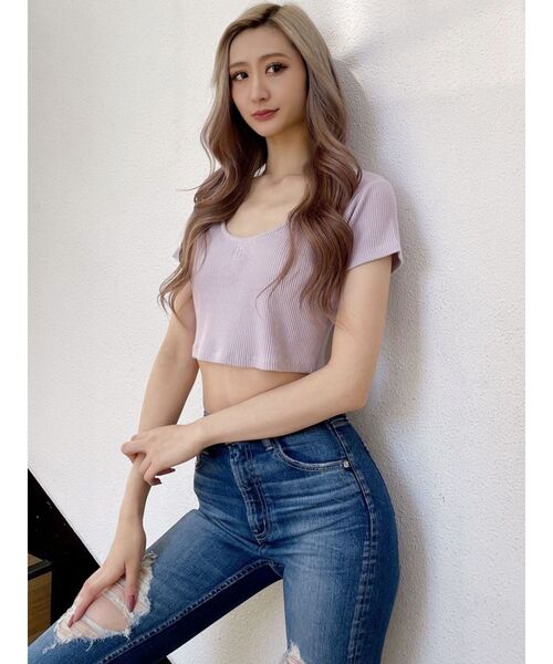 GYDA(ジェイダ)の「GG 2WAYバインダーショートTシャツ(Tシャツ/カットソー・レディース・ライトブルー/ブラック/パープル/オフホワイト・FREE)」の13枚目の写真