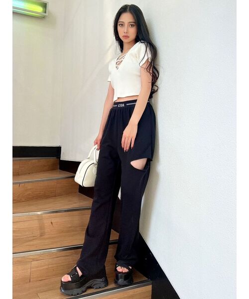 GYDA(ジェイダ)の「GG 2WAYバインダーショートTシャツ(Tシャツ/カットソー・レディース・ライトブルー/ブラック/パープル/オフホワイト・FREE)」の22枚目の写真