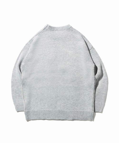 HOOK(フック)の「HOOK -original- アメカジワンちゃんイラストニット風スウェット(スウェット・メンズ・ライトグレー/ブルー・M/L/XL)」の11枚目の写真