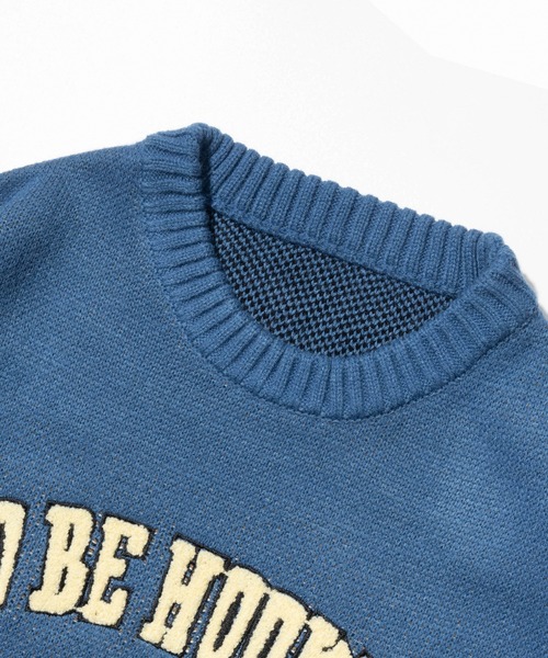 HOOK(フック)の「HOOK -original- アメカジワンちゃんイラストニット風スウェット(スウェット・メンズ・ライトグレー/ブルー・M/L/XL)」の14枚目の写真