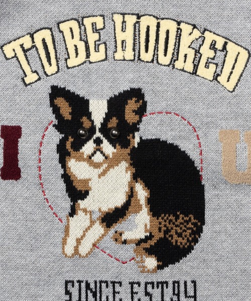 HOOK(フック)の「HOOK -original- アメカジワンちゃんイラストニット風スウェット(スウェット・メンズ・ライトグレー/ブルー・M/L/XL)」の21枚目の写真