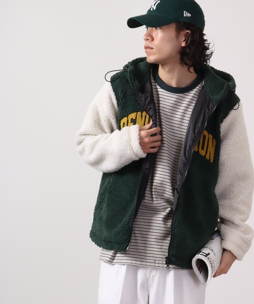Bling Leads(ブリングリーズ)の「Bling Leads ボアサガラ刺繍ZIPパーカー(パーカー・メンズ・ベージュ×ブラック/ブラック×ベージュ/ホワイト×グリーン/ダークグリーン系/ホワイト/ブラウン系その他・XL/L/M)」の2枚目の写真