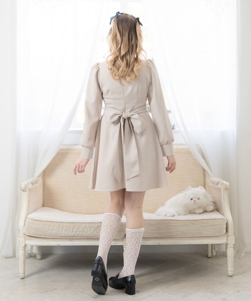 DearMyLoveRose(ディアマイラブローズ)の「バックリボンロングフレアワンピース(ワンピース・レディース・ブラック/ベージュ/ブラック系その他/ベージュ系その他・MEDIUM/XX-LARGE/LARGE/X-LARGE)」の5枚目の写真