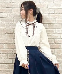 axes femme | 薔薇刺繍ハイネックブラウス(シャツ/ブラウス)