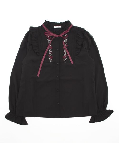 axes femme(アクシーズファム)の「薔薇刺繍ハイネックブラウス(シャツ/ブラウス・レディース・ブラック/キナリ/ピンク・LARGE/MEDIUM)」の5枚目の写真