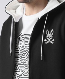 【Psycho & Bunny/サイコバニー】3Dロゴ　Wジップパーカー　XL Psycho Bunny（サイコバニー）の「WAVY BUNNYロゴ ジップアップ