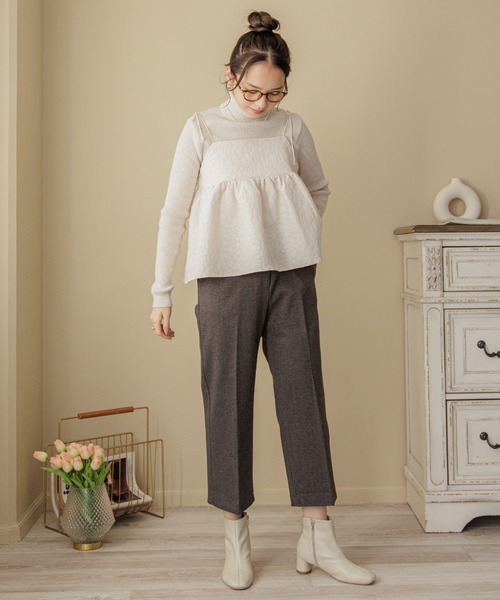 flower(フラワー)の「ウォーミースマートパンツ(その他パンツ・レディース・グレー/アイボリー・FREE)」の6枚目の写真