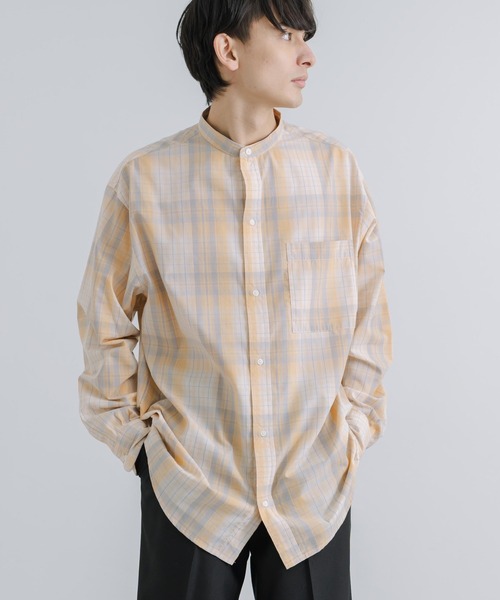 Rocky Monroe(ロッキーモンロー)の「オーバーサイズ バンドカラーブロードチェックシャツ(シャツ/ブラウス・メンズ・ラベンダー/オレンジ/ベージュ/グレー・M/L)」の17枚目の写真