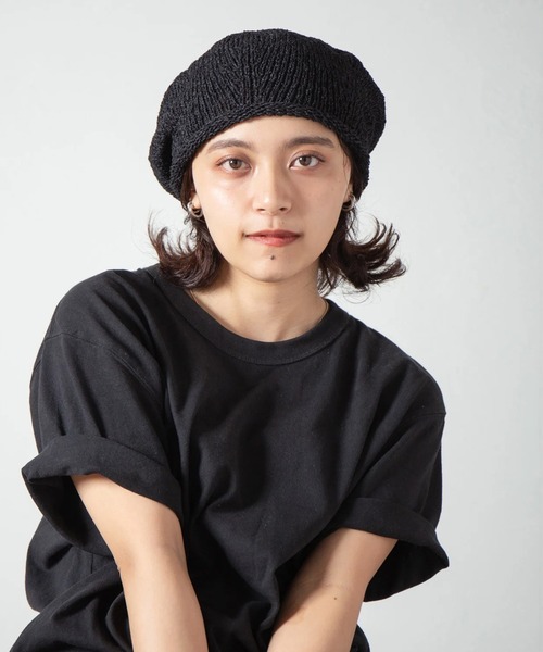RACAL（ラカル）の「【Racal】Japanese paper Knit tam beret RL-22-1220（ハンチング/ベレー帽・メンズ・ブラック/ベージュ/ネイビー/グレー/イエロー/グリーン/オリーブ・FREE）」の2枚目の写真