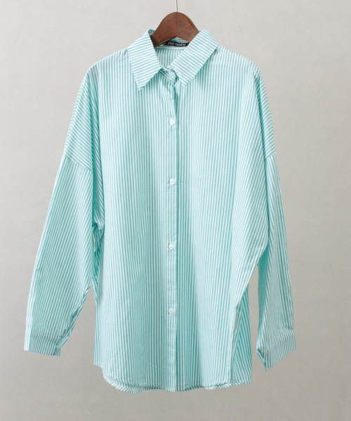 SpRay(スプレイ)の「ストライプシャツ(シャツ/ブラウス・レディース・ブルー/ピンク/イエロー/オレンジ/グリーン/ブラック・FREE)」の16枚目の写真