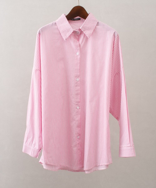 SpRay(スプレイ)の「ストライプシャツ(シャツ/ブラウス・レディース・ブルー/ピンク/イエロー/オレンジ/グリーン/ブラック・FREE)」の17枚目の写真