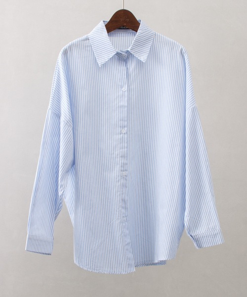 SpRay(スプレイ)の「ストライプシャツ(シャツ/ブラウス・レディース・ブルー/ピンク/イエロー/オレンジ/グリーン/ブラック・FREE)」の20枚目の写真