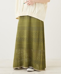 CUBE SUGAR | 麻タッチニットアイレット柄スカート(スカート)
