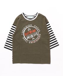 HAKKA KIDS（ハッカキッズ）の「[ジュニアサイズ]フロントプリントボーダー切替7分袖Tシャツ（Tシャツ/カットソー・キッズ）」