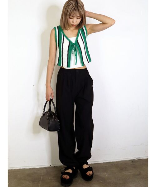 EMODA（エモダ）の「ナイロンタックパンツ（その他パンツ・レディース・ホワイト/ブラック/パープル・FREE）」の9枚目の写真