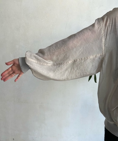 DOUDOU 長袖 ブルゾン チャコールグレー MA-1 シアー