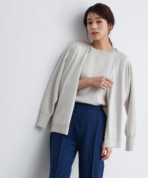 Pierrot（ピエロ）の「ニットカーディガン（カーディガン/ボレロ・レディース・ブラック/オフホワイト/グリーン/グレー/ブルーグリーン/ブラウン/ブルー・M/L）」の4枚目の写真