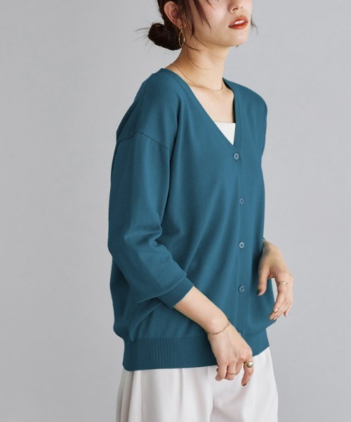 Pierrot（ピエロ）の「ニットカーディガン（カーディガン/ボレロ・レディース・ブラック/オフホワイト/グリーン/グレー/ブルーグリーン/ブラウン/ブルー・M/L）」の7枚目の写真