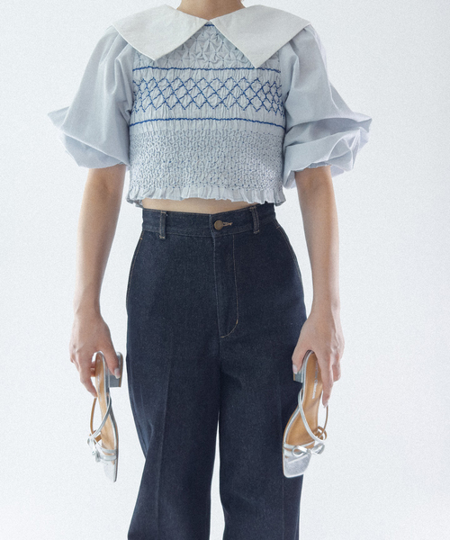 RUMCHE Smocking Shirt スモッキング / sax blue Smock shirt blue