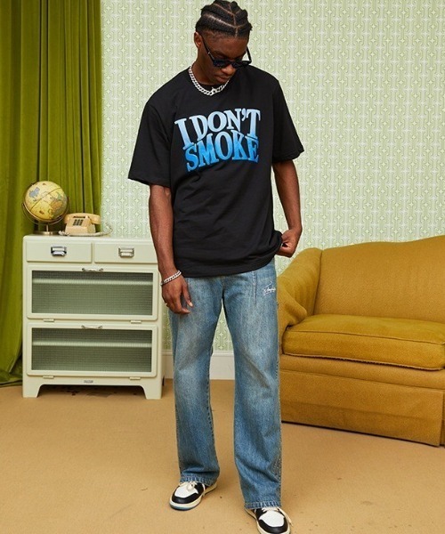 tシャツ A'GEM/9 × .kom「DONSMOKE/ドンスモーク」スローガン 半袖 カットソー レディース メンズ A'GEM/9 × .kom『DONSMOKE/ドンスモーク』スローガン 半袖