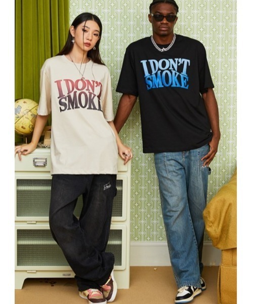 tシャツ A'GEM/9 × .kom「DONSMOKE/ドンスモーク」スローガン 半袖 カットソー レディース メンズ A'GEM/9 × .kom『DONSMOKE/ドンスモーク』スローガン 半袖