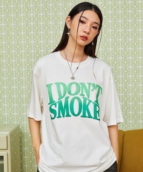 tシャツ A'GEM/9 × .kom「DONSMOKE/ドンスモーク」スローガン 半袖 カットソー レディース メンズ A'gem 9 tシャツ A'GEM/9 × .kom「DONSMOKE/ドンスモーク