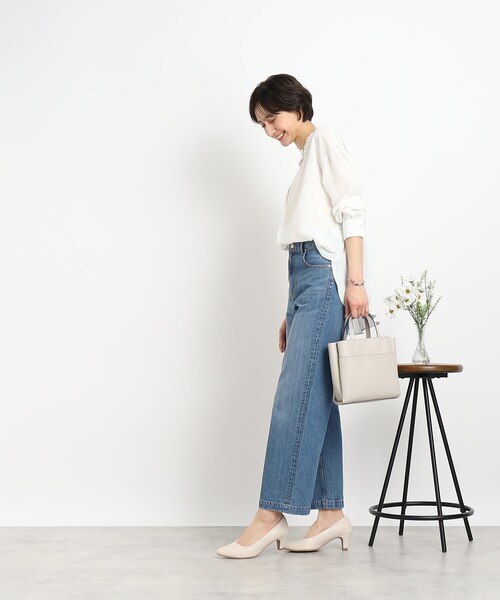 DRESKIP（ドレスキップ）の「◆【優しい風合いの上品さ】スタンドプチフリル ブラウス（シャツ/ブラウス・レディース・ライトグリーン/オフホワイト/ベージュ/ブラック・00）」の5枚目の写真