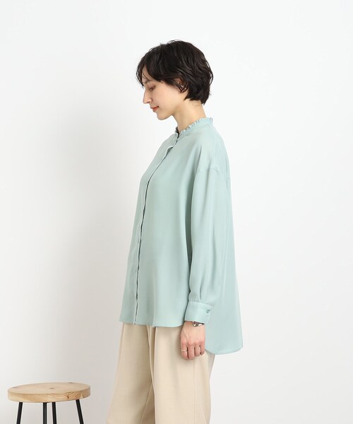 DRESKIP（ドレスキップ）の「◆【優しい風合いの上品さ】スタンドプチフリル ブラウス（シャツ/ブラウス・レディース・ライトグリーン/オフホワイト/ベージュ/ブラック・00）」の12枚目の写真