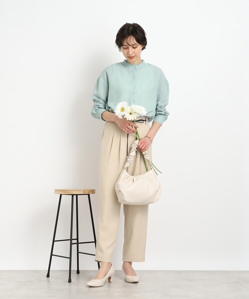 DRESKIP（ドレスキップ）の「◆【優しい風合いの上品さ】スタンドプチフリル ブラウス（シャツ/ブラウス・レディース・ライトグリーン/オフホワイト/ベージュ/ブラック・00）」の17枚目の写真