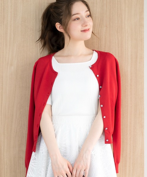 MISCH MASCH(ミッシュマッシュ)の「接触冷感ベーシックビジューカーディガン(カーディガン/ボレロ・レディース・ベージュ/ブラウン/レッド/グリーン/ピンク/オレンジ/ブルー/ライトブルー/ブラック/ホワイト・MEDIUM)」の19枚目の写真