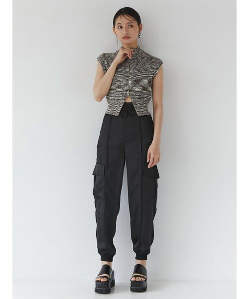 MURUA（ムルーア）の「リブジョガーパンツ（スウェットパンツ・レディース・ブラック/グレー・1/2）」の3枚目の写真