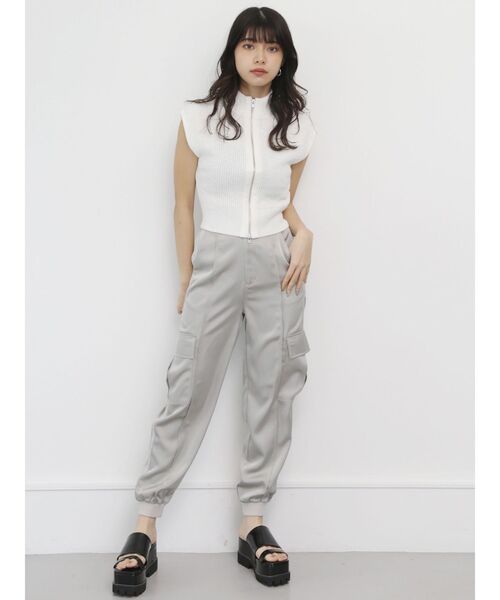 MURUA（ムルーア）の「リブジョガーパンツ（スウェットパンツ・レディース・ブラック/グレー・1/2）」の9枚目の写真