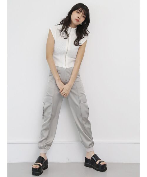 MURUA（ムルーア）の「リブジョガーパンツ（スウェットパンツ・レディース・ブラック/グレー・1/2）」の10枚目の写真