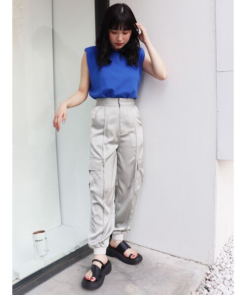 MURUA（ムルーア）の「リブジョガーパンツ（スウェットパンツ・レディース・ブラック/グレー・1/2）」の13枚目の写真