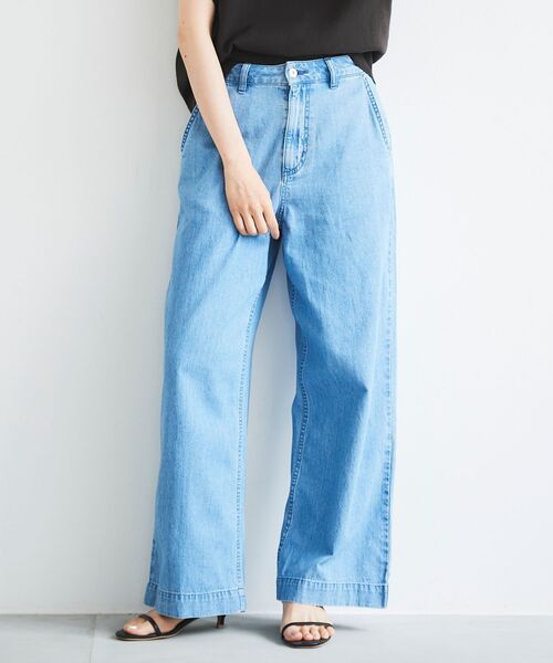 le.coeur blanc（ルクールブラン）の「ライトオンスデニムバギーパンツ（デニムパンツ・レディース・オフホワイト/サックスブルー/ライトブルー・36/38）」の3枚目の写真