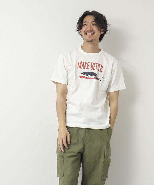 BARNS OUTFITTERS(バーンズアウトフィッターズ)の「【BARNS OUTFITTERS/バーンズ】別注吊り編みTシャツ MAKE BETTER(Tシャツ/カットソー・メンズ・グレイッシュブルー/グリーン/ホワイト/キナリ・S/M/L/XL)」の7枚目の写真