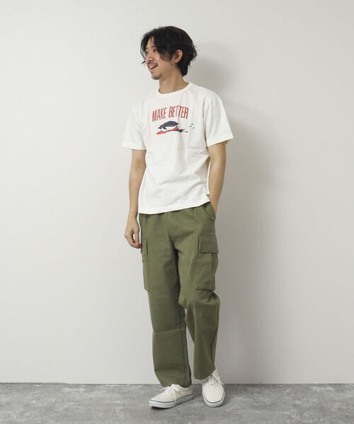 BARNS OUTFITTERS(バーンズアウトフィッターズ)の「【BARNS OUTFITTERS/バーンズ】別注吊り編みTシャツ MAKE BETTER(Tシャツ/カットソー・メンズ・グレイッシュブルー/グリーン/ホワイト/キナリ・S/M/L/XL)」の9枚目の写真