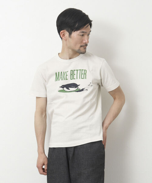 BARNS OUTFITTERS(バーンズアウトフィッターズ)の「【BARNS OUTFITTERS/バーンズ】別注吊り編みTシャツ MAKE BETTER(Tシャツ/カットソー・メンズ・グレイッシュブルー/グリーン/ホワイト/キナリ・S/M/L/XL)」の13枚目の写真
