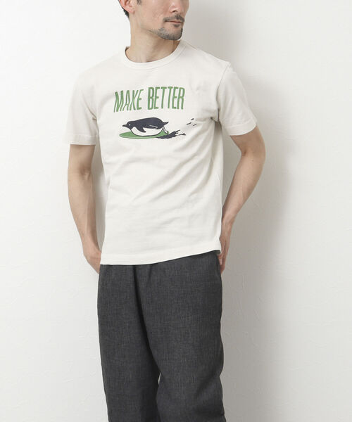 BARNS OUTFITTERS(バーンズアウトフィッターズ)の「【BARNS OUTFITTERS/バーンズ】別注吊り編みTシャツ MAKE BETTER(Tシャツ/カットソー・メンズ・グレイッシュブルー/グリーン/ホワイト/キナリ・S/M/L/XL)」の14枚目の写真
