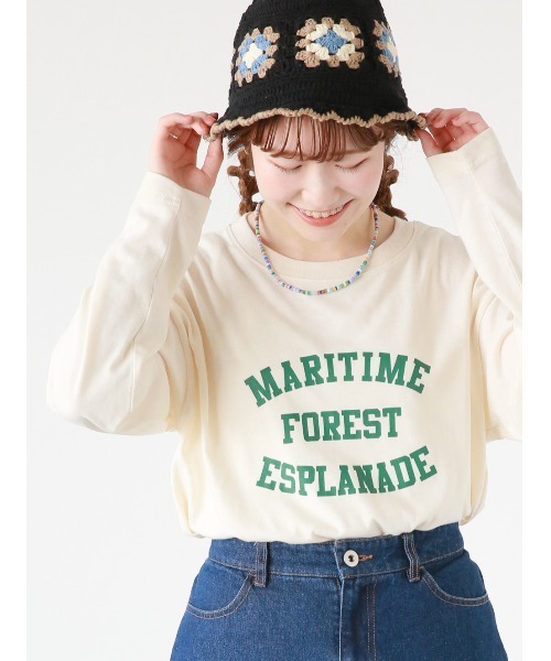 ehka sopo（エヘカソポ）の「ロゴプリントロンT（Tシャツ/カットソー・レディース・チャコール/キナリ/オフホワイト・ﾌﾘ-）」の3枚目の写真