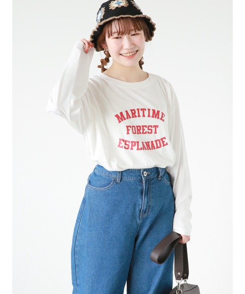 ehka sopo（エヘカソポ）の「ロゴプリントロンT（Tシャツ/カットソー・レディース・チャコール/キナリ/オフホワイト・ﾌﾘ-）」の4枚目の写真