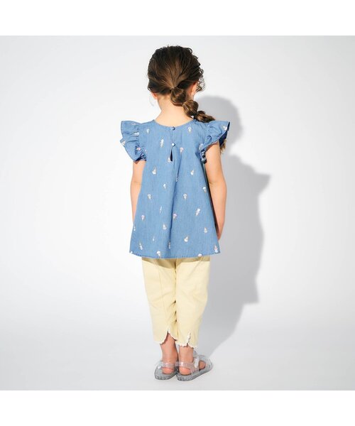apres les cours（アプレレクール）の「さくらんぼ・アイス・ひまわり柄刺繍チュニック（チュニック・キッズ・サックスブルー/アイボリー/ピンク・80/90/100/110/120/130/140）」の7枚目の写真