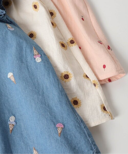 apres les cours（アプレレクール）の「さくらんぼ・アイス・ひまわり柄刺繍チュニック（チュニック・キッズ・サックスブルー/アイボリー/ピンク・80/90/100/110/120/130/140）」の16枚目の写真