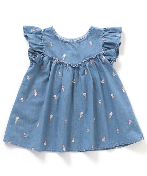 apres les cours（アプレレクール）の「さくらんぼ・アイス・ひまわり柄刺繍チュニック（チュニック・キッズ・サックスブルー/アイボリー/ピンク・80/90/100/110/120/130/140）」の17枚目の写真