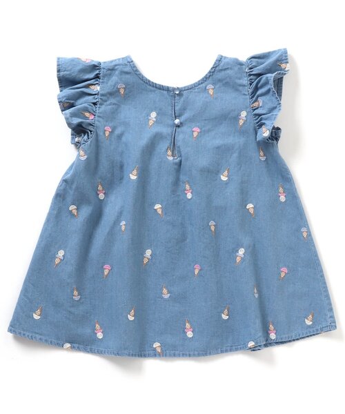 apres les cours（アプレレクール）の「さくらんぼ・アイス・ひまわり柄刺繍チュニック（チュニック・キッズ・サックスブルー/アイボリー/ピンク・80/90/100/110/120/130/140）」の21枚目の写真