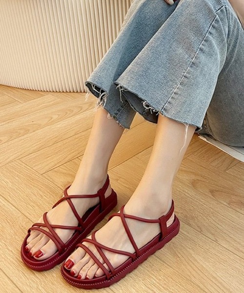 Silly（シリー）の「レースアップサンダル（サンダル・レディース・ブラウン/レッド/ピンク/ブラック・23cm/23.5cm/24cm）」の4枚目の写真